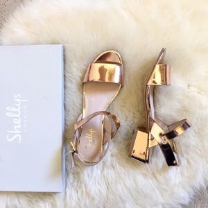 Shellys London Dacey Rose Gold Mirrored Sandals